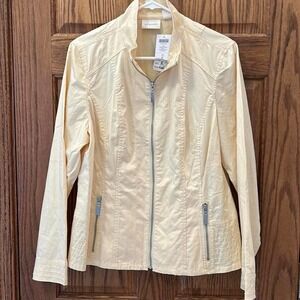 NWT Chicos jacket, yellow sateen solid seawhip, yellow couple of spots size M